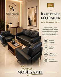 Siyah Kapitone Ofis Oturma Takımı