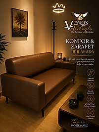 Kahverengi Deri Ofis Koltuğu Takımı
