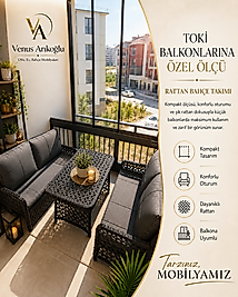 TOKİ balkonlarına özel ölçü. Rattan bahçe takımı.